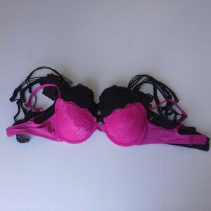 NWT Strappy Lace Demi Bra. Pink 32C, Black 36A 32C 34C 34D